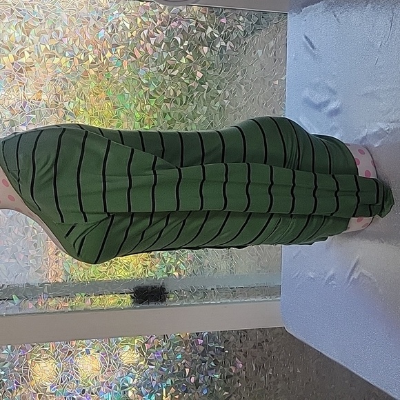 Y2k Vintage Juicy Couture Button Up Tshirt Cardigan Green & Navy Striped SZ:M - Picture 4 of 11